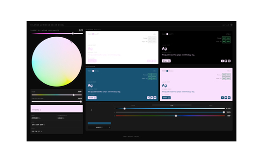 Relative Luminous Color Wheel / 相対輝度ベースのHSLカラーピッカーへのリンクです